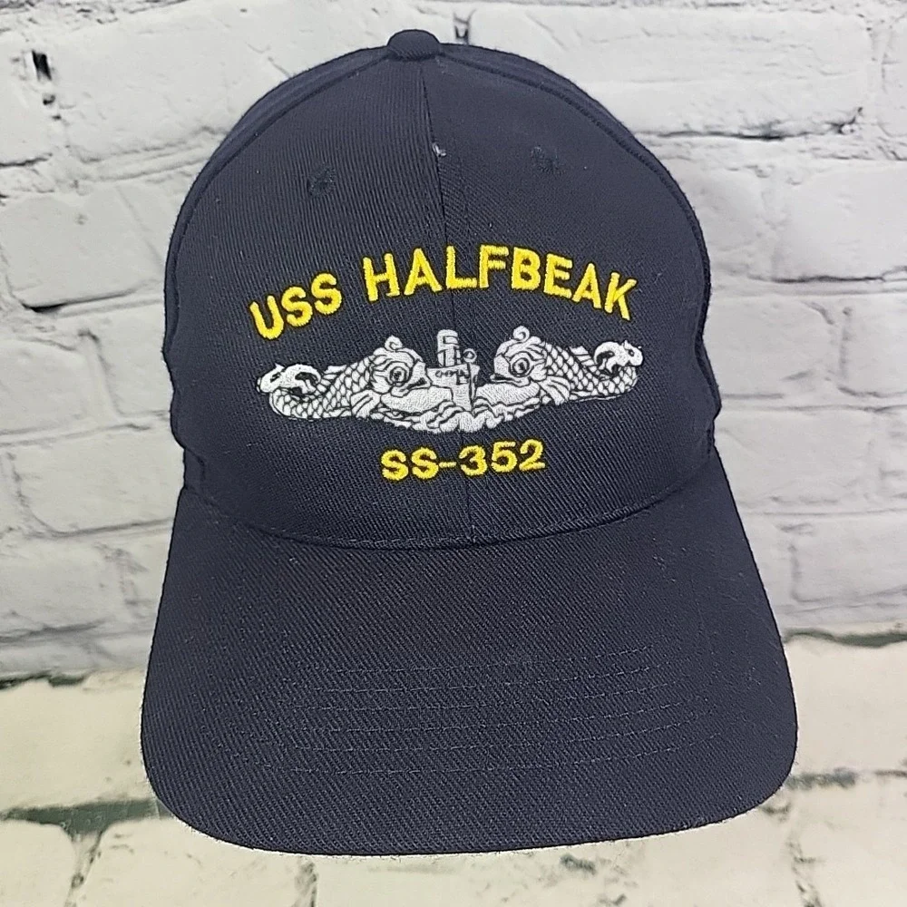 Vintage USS Halfbeak SS-352 Snapback Hat Navy Submarine Military Veterans Cap